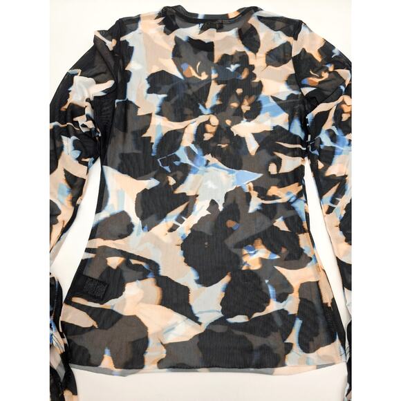 AFRM Women's Long Sleeve Power Mesh Top Shadow Floral Thumb Hole Size M - Picture 8 of 11